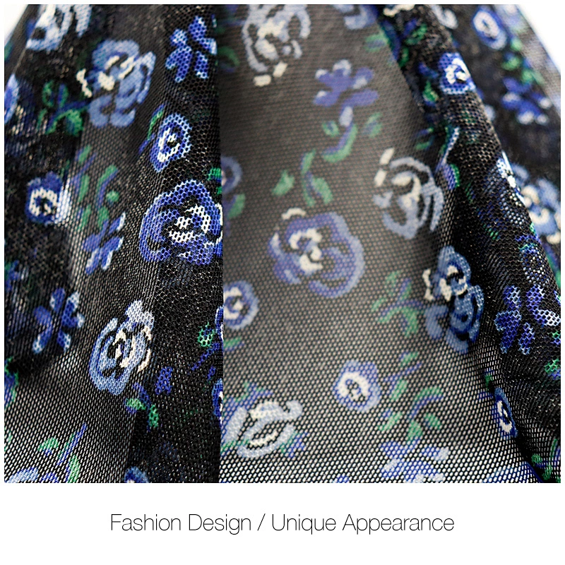 High stretch nylon spandex digital print mesh fabric